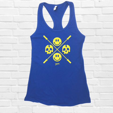 Happy Skulls Racerback Tank - Royal Blue - FINAL SALE