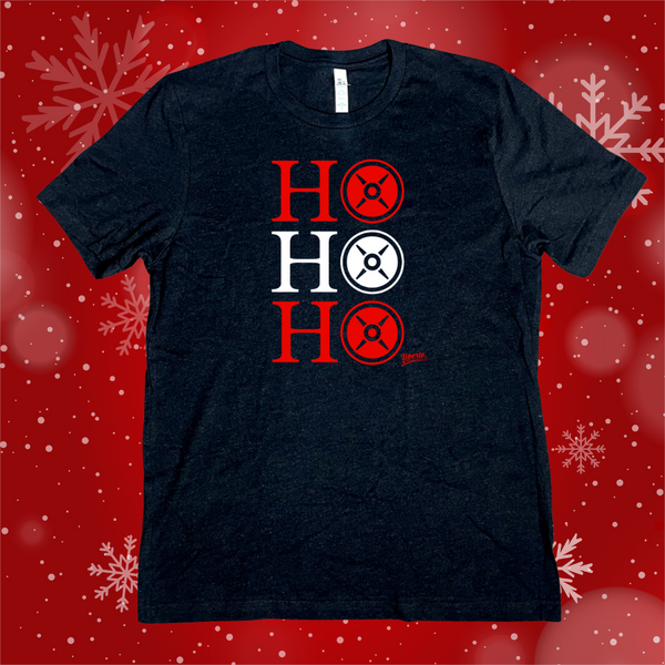 Ho Ho Ho weight plate shirt - Liberte Lifestyles christmas workout shirt