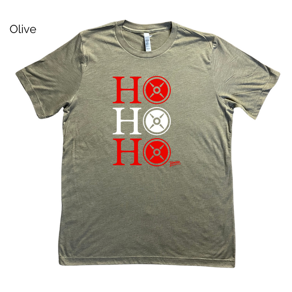 Ho Ho Ho weight plate shirt - Liberte Lifestyles christmas workout shirt