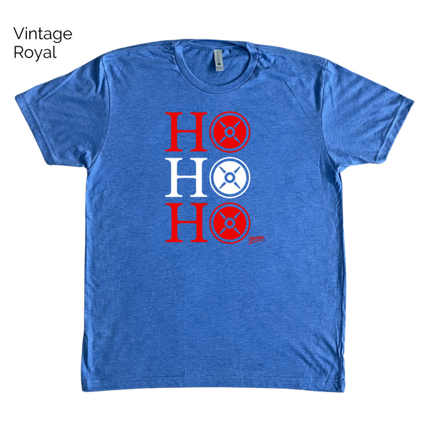 Ho Ho Ho weight plate shirt - Liberte Lifestyles christmas workout shirt