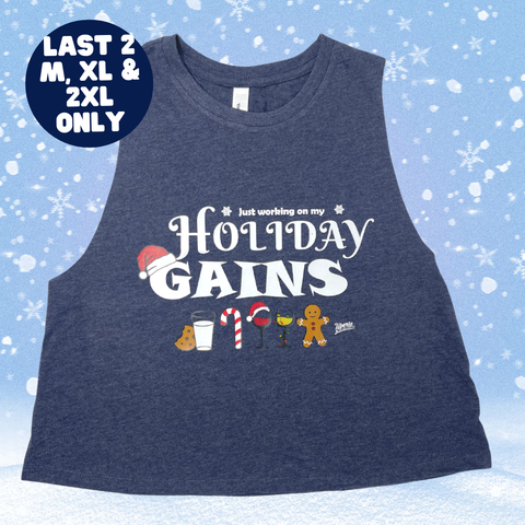 Holiday Gains Crop Tank - Heather Navy - FINAL SALE - M, XL & 2XL ONLY