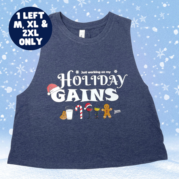 Holiday Gains Crop Tank - Heather Navy - FINAL SALE - M, XL & 2XL ONLY