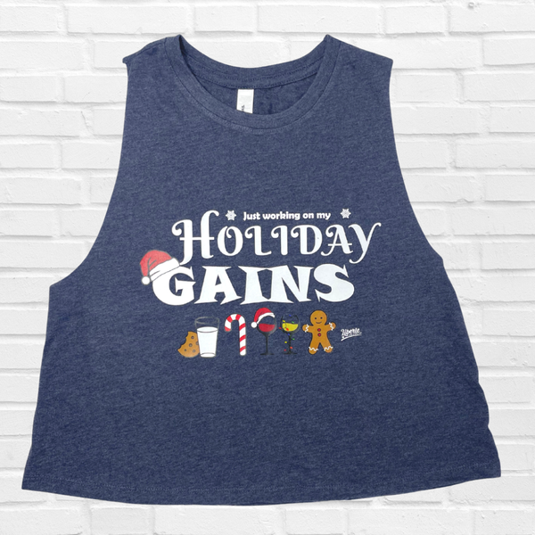 Holiday Gains Crop Tank - Heather Navy - FINAL SALE