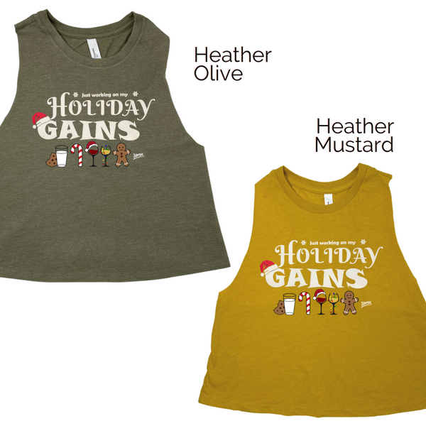 Holiday gains crop tank - Liberte Lifestyles Christmas workout tanks