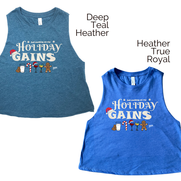 Holiday gains crop tank - Liberte Lifestyles Christmas workout tanks