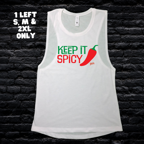 Keep it Spicy Muscle Tank - White - FINAL SALE - S, M & 2XL ONLY