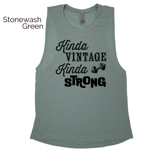 Kinda Vintage Muscle Tank - Stonewash Green - FINAL SALE - XS, S, XL & 2XL ONLY