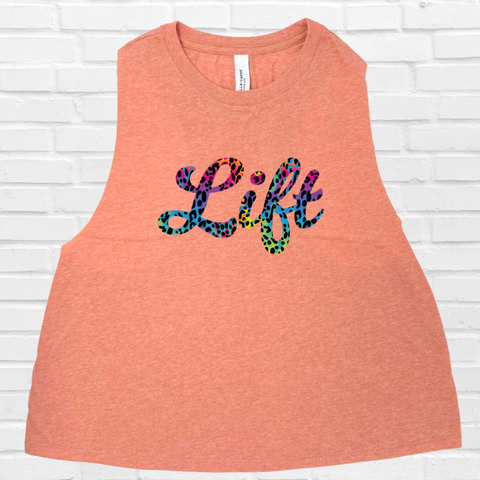 Lift Rainbow leopard crop tank - Liberte Lifestyles Fitness Apparel