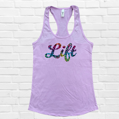 Lift Rainbow Leopard racerback tank - Liberte Lifestyles fitness tees