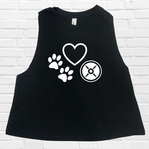 Love dogs and weights crop tank - Liberte Lifestyles Workout tanks