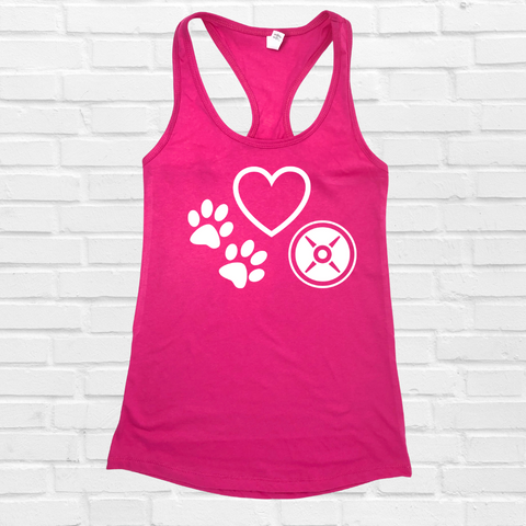 Love dogs and weights racerback tank - Dog lover gym lover top - Liberte Lifestyles Fitness Tanks