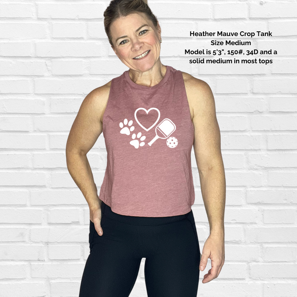 Love dogs & pickleball Crop Tank - Liberte Lifestyles Pickleball tops