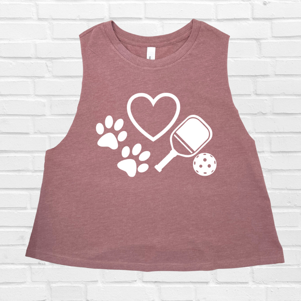 Love dogs & pickleball Crop Tank - Liberte Lifestyles Pickleball tops