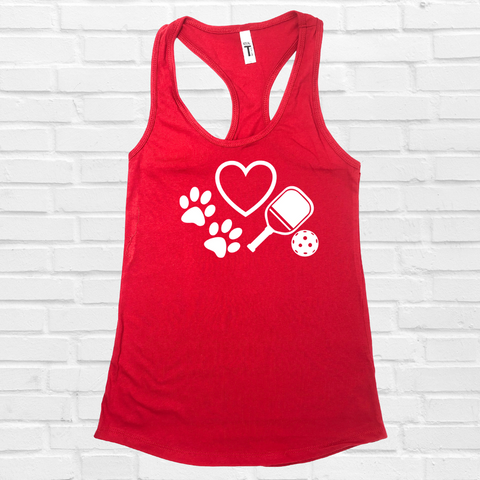 Love Dogs & Pickleball Racerback tank.- Liberte Lifestyles Pickleball tops