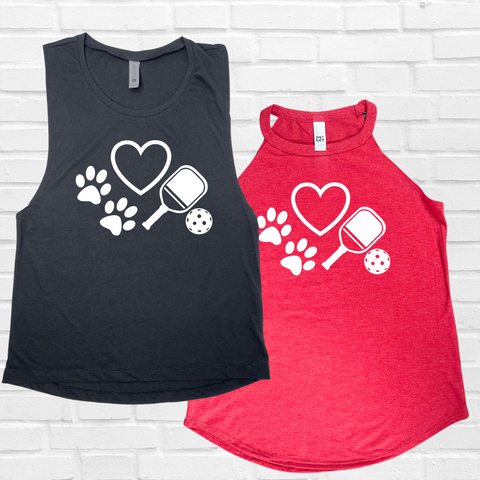 Love dogs & pickleball tank - Liberte Lifestyles Pickleball tank