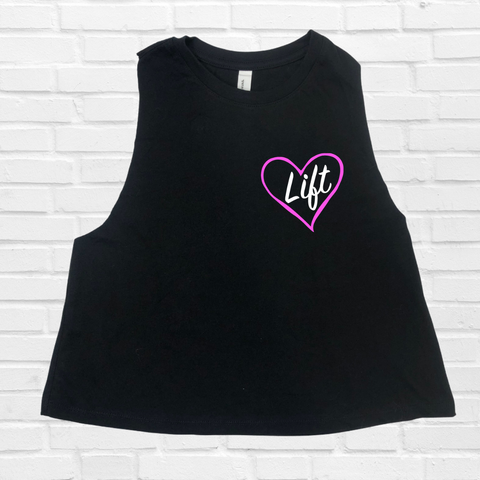 Love to lift crop tank - valentines day gym tank - liberte lifestyles gym fitness apparel 