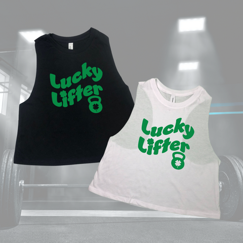 Lucky Lifter Crop Tank - St Patricks Day Crop Workout top - Liberte Lifestyles