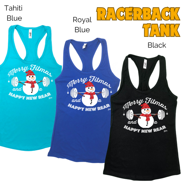 Merry Fitmas and a Happy New Rear Tank - Liberte Lifestyles Christmas workout tanks and apparel