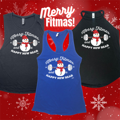 Merry Fitmas and a Happy New Rear Tank - Liberte Lifestyles Christmas workout tanks and apparel