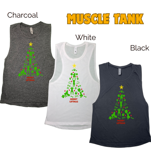 Merry Liftmas Tank - Christmas Tree Workout Tank - Liberte Lifestyles Holiday Fitness Tanks