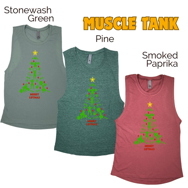 Merry Liftmas Tank - Christmas Tree Workout Tank - Liberte Lifestyles Holiday Fitness Tanks