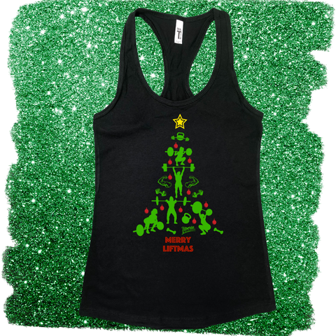 Merry Liftmas Racerback Tank - Black - FINAL SALE - S, M, L & 2XL ONLY
