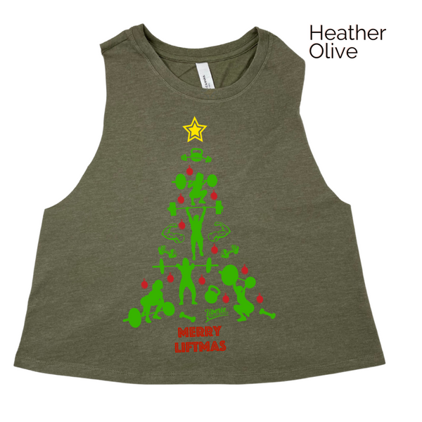 Merry Liftmas Crop Tank - Liberte Lifestyles Holiday workout tanks