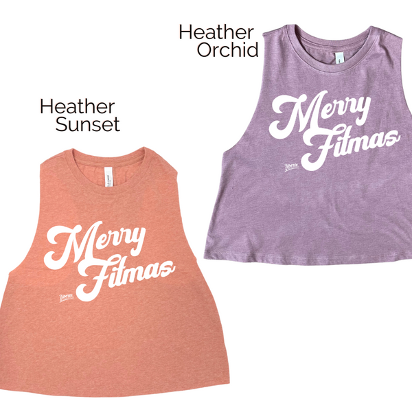 Merry fitmas crop tank - Liberte Lifestyles Christmas workout tanks