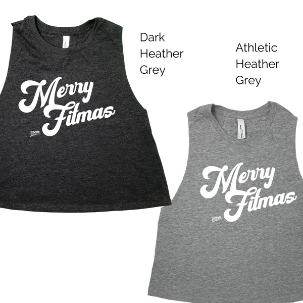 Merry fitmas crop tank - Liberte Lifestyles Christmas workout tanks