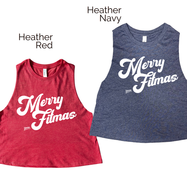 Merry fitmas crop tank - Liberte Lifestyles Christmas workout tanks