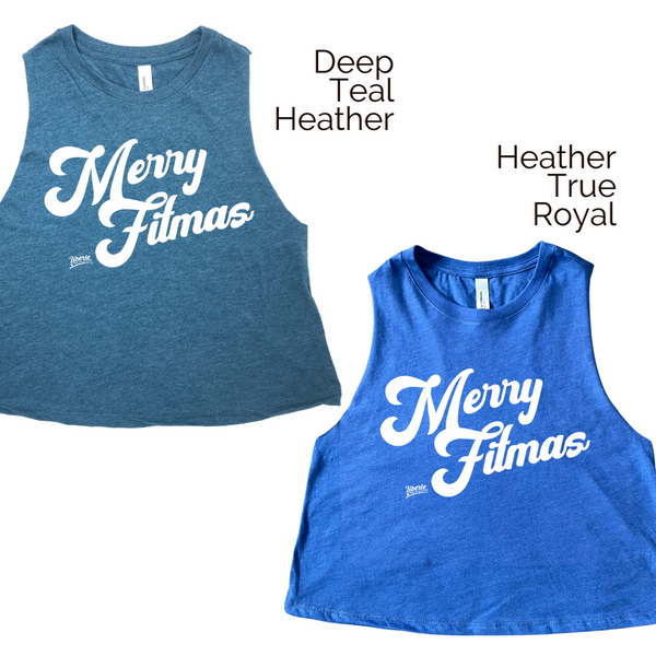 Merry fitmas crop tank - Liberte Lifestyles Christmas workout tanks