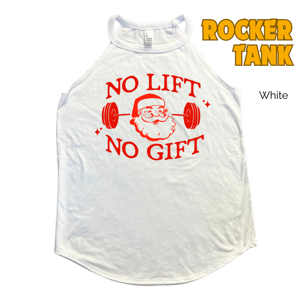 No Lift No Gift Rocker Tank - White - XS & S only - FINAL SALE