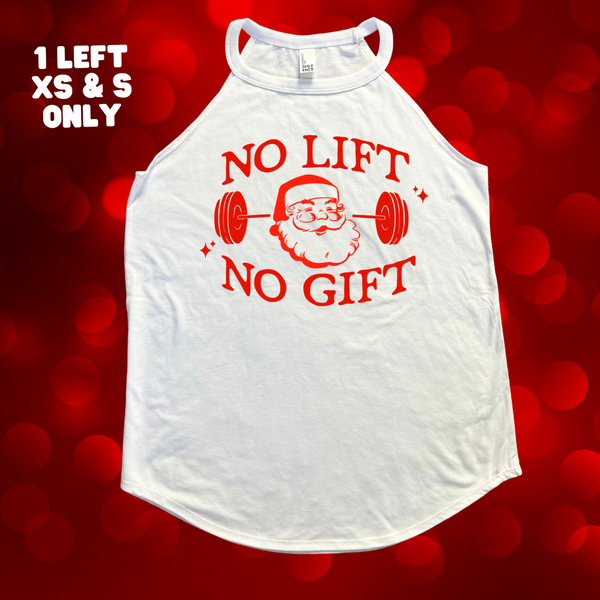 No Lift No Gift Rocker Tank - White - XS & S only - FINAL SALE