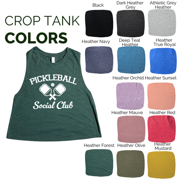 Pickleball social club crop tank  Liberte Lifestyles Pickleball tops