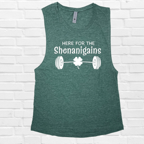 Shenanigains Muscle Tank - Pine - FINAL SALE