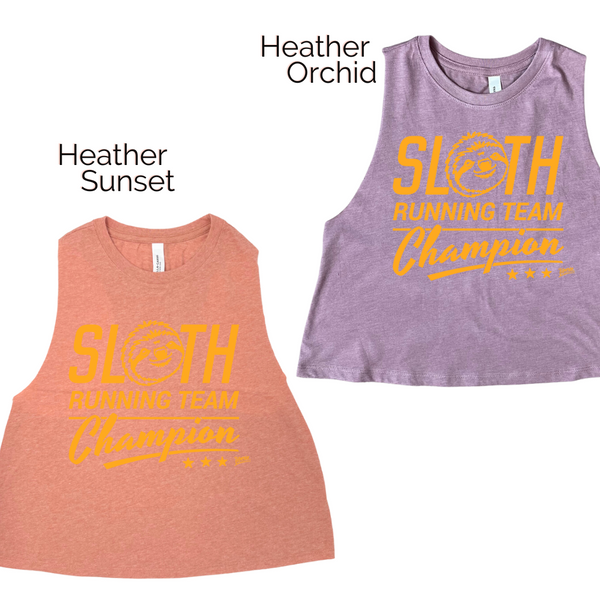 Liberte Lifestyles Gym Fitness Apparel & Accessories - sloth running team champion crop tank 