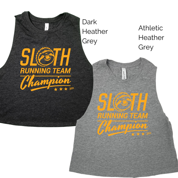 Liberte Lifestyles Gym Fitness Apparel & Accessories - sloth running team champion crop tank 