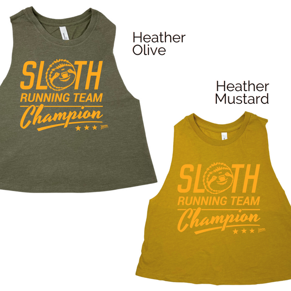 Liberte Lifestyles Gym Fitness Apparel & Accessories - sloth running team champion crop tank 