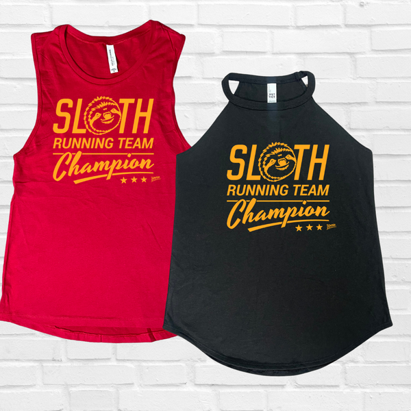 Sloth running team champion tank - Liberte Lifestyles fitness tanks