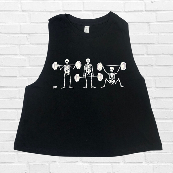 Strong bones crop tank - Weightlifting skeletons tank