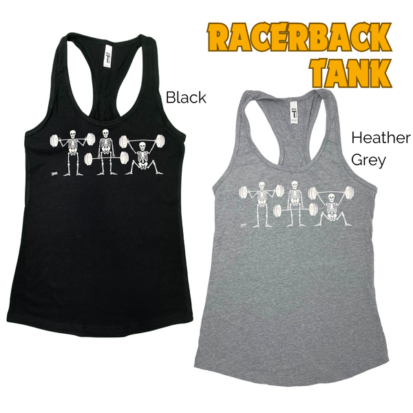 Strong bones racerback tank - Weighlifting Skeletons Tank - liberte Lifestyles