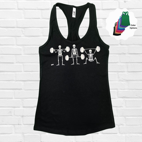 Strong bones racerback tank - Weighlifting Skeletons Tank - liberte Lifestyles