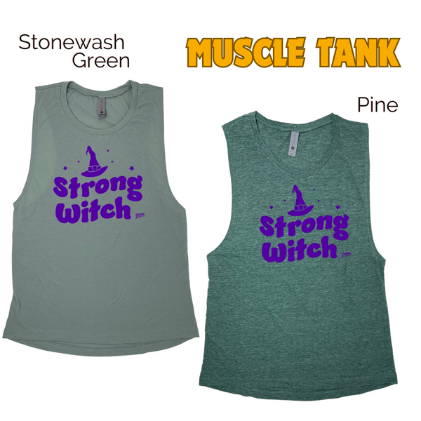 Strong Witch Gym Tank. Halloween fitness tank. Liberte Lifestyles.