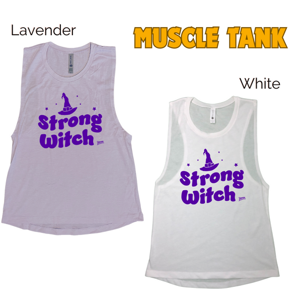 Strong Witch Gym Tank. Halloween fitness tank. Liberte Lifestyles.