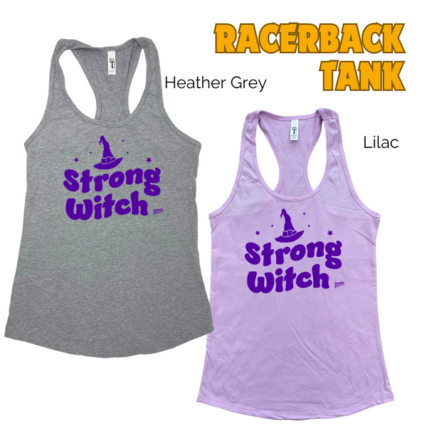 Strong Witch Gym Tank. Halloween fitness tank. Liberte Lifestyles.