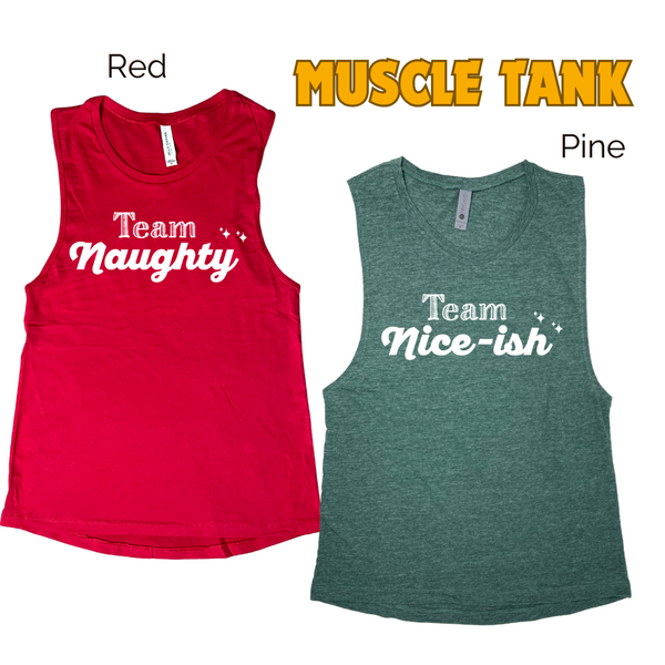 Team Naughty or Team Nice-ish Tank - Liberte Lifestyles Christmas Workout Tanks