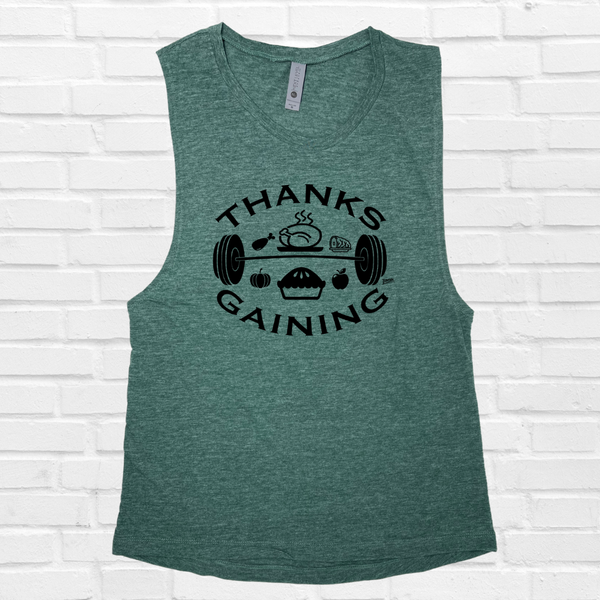 Thanksgaining Muscle Tank - Pine - FINAL SALE