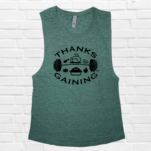 Thanksgaining Muscle Tank - Pine - FINAL SALE