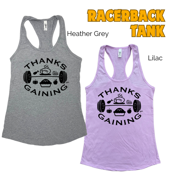 Thanksgaining Tank - Thanksgiving gym tank - Liberte Lifestyles Fitness tops