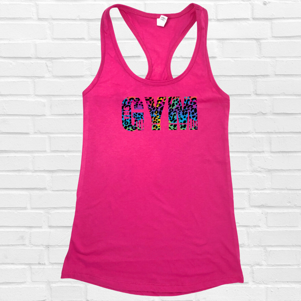 The Gym Rainbow Leopard Racerback tank - Liberte Lifestyles Fitness apparel